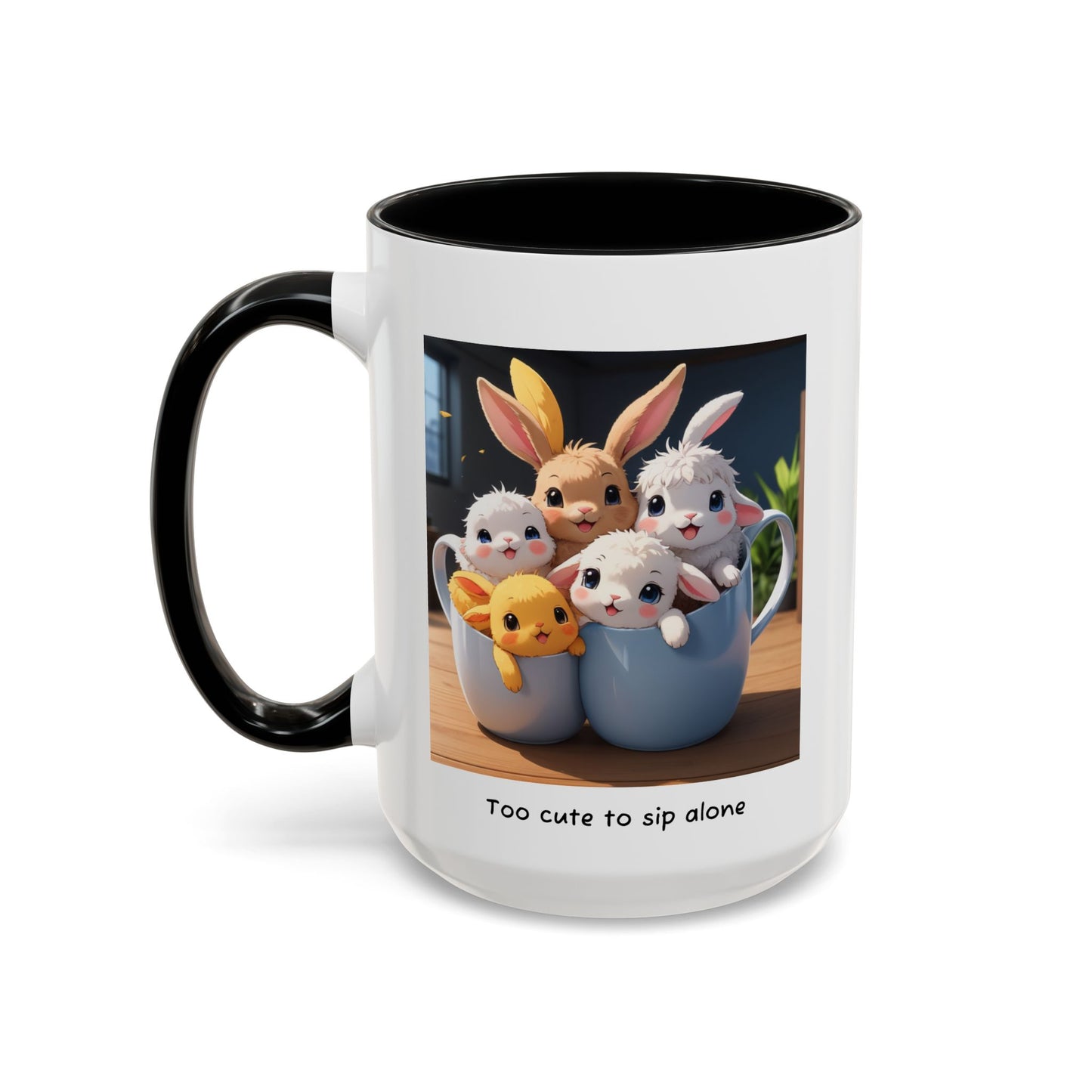 Some Bunnies in a Cup – Cute Anime Mug (Accent Colors) - Accent Coffee Mug (11, 15oz)