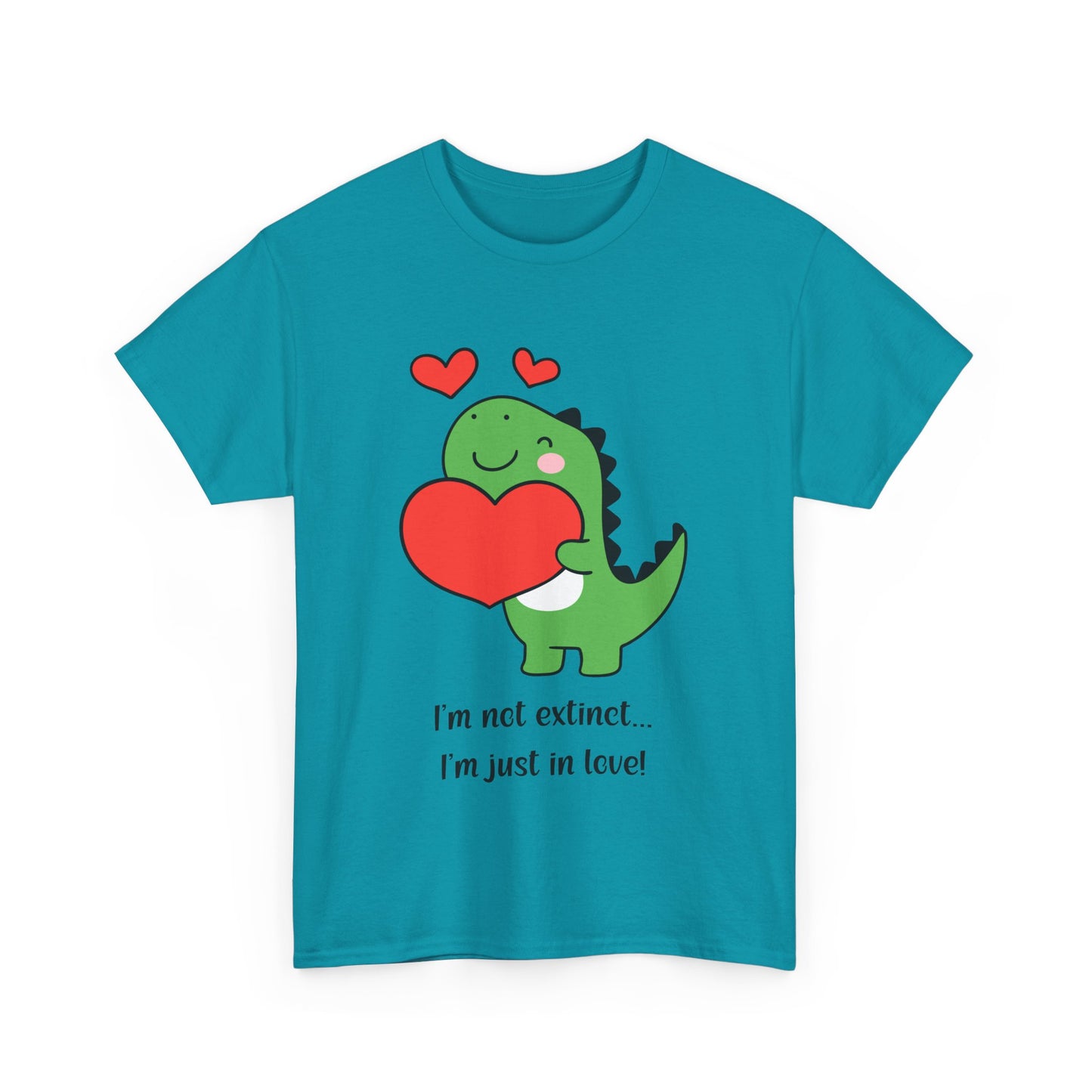 Dinosaur Love Unisex Heavy Cotton Tee - Cute Graphic Tee for Valentine's Day