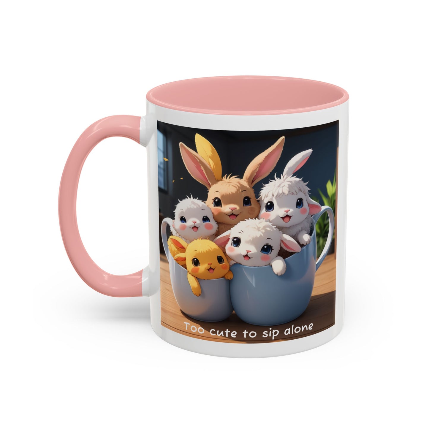 Some Bunnies in a Cup – Cute Anime Mug (Accent Colors) - Accent Coffee Mug (11, 15oz)