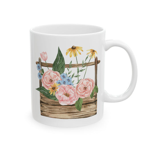 Bloom where you’re planted (and caffeinated) - Flower Ceramic Mug - Perfect Gift for Garden Lovers