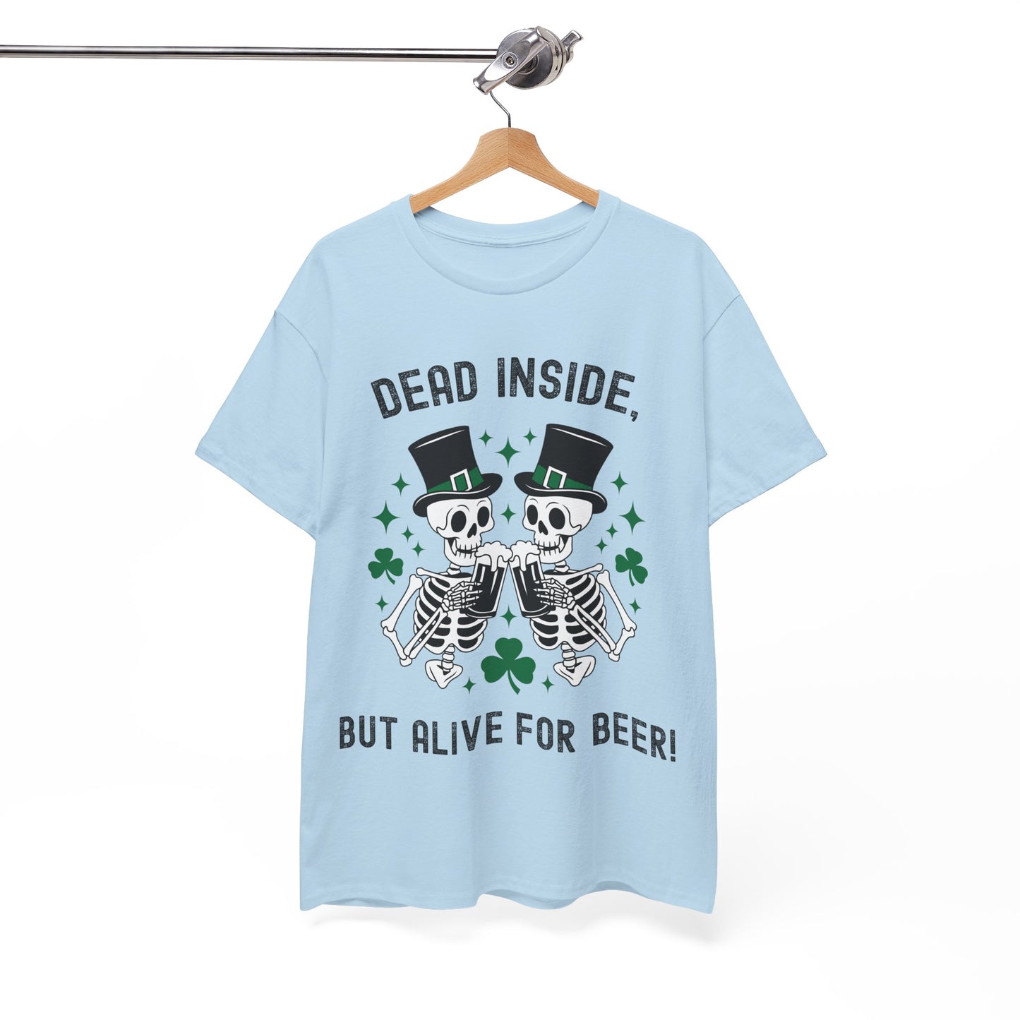 Dead Inside, But Alive For Beer! Skeleton Beer Unisex Heavy Cotton Tee