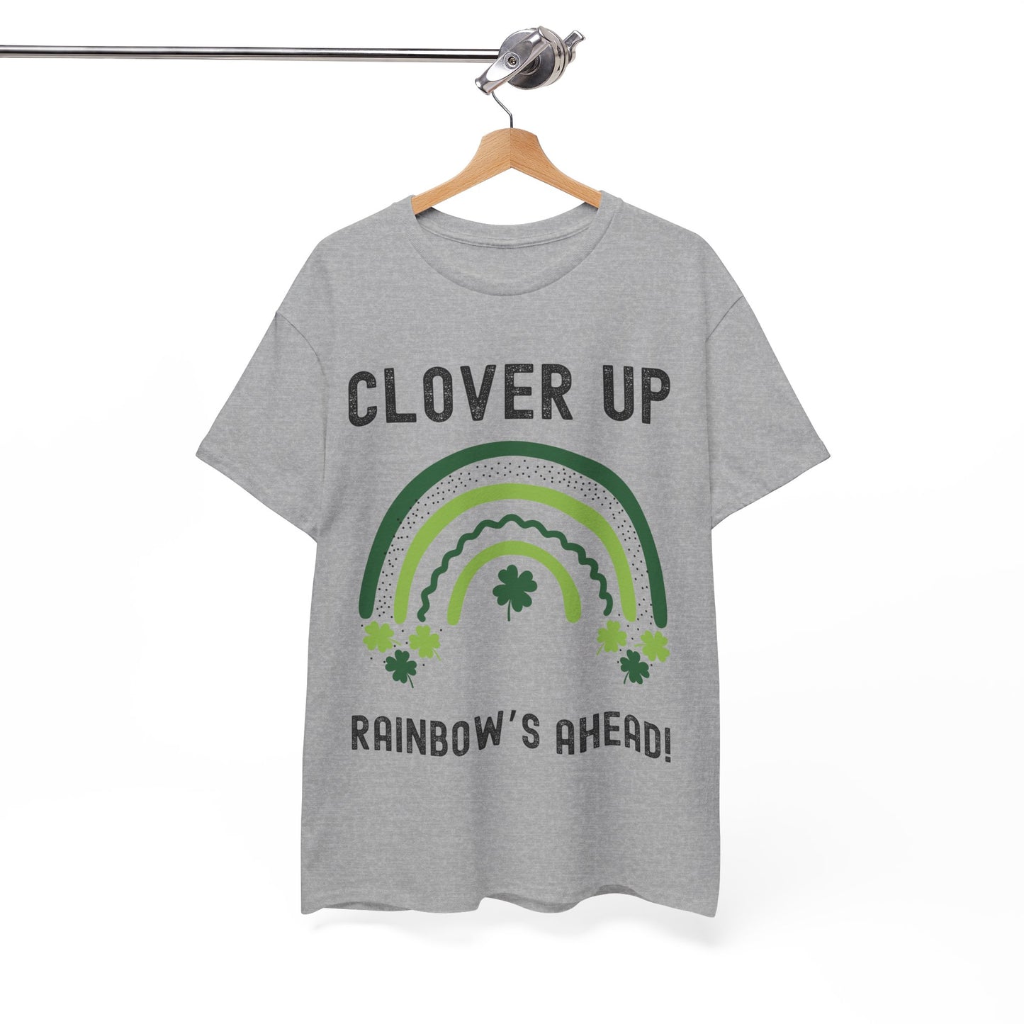 Clover Up, Rainbow's Ahead - Unisex Heavy Cotton Tee - St. Patrick's Day Shirt