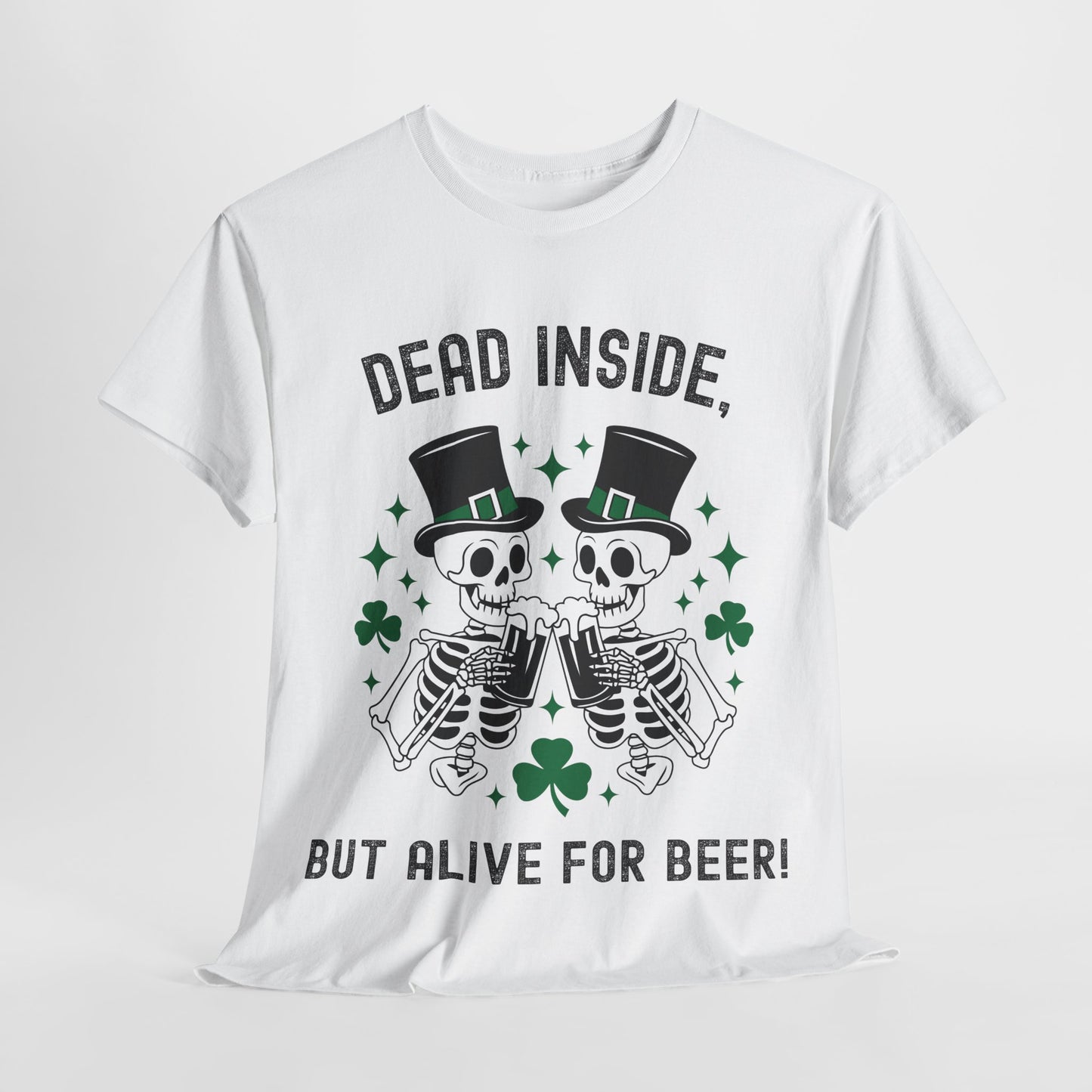 Dead Inside, But Alive For Beer! Skeleton Beer Unisex Heavy Cotton Tee