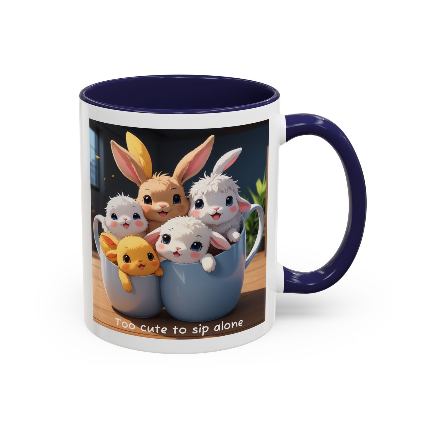 Some Bunnies in a Cup – Cute Anime Mug (Accent Colors) - Accent Coffee Mug (11, 15oz)