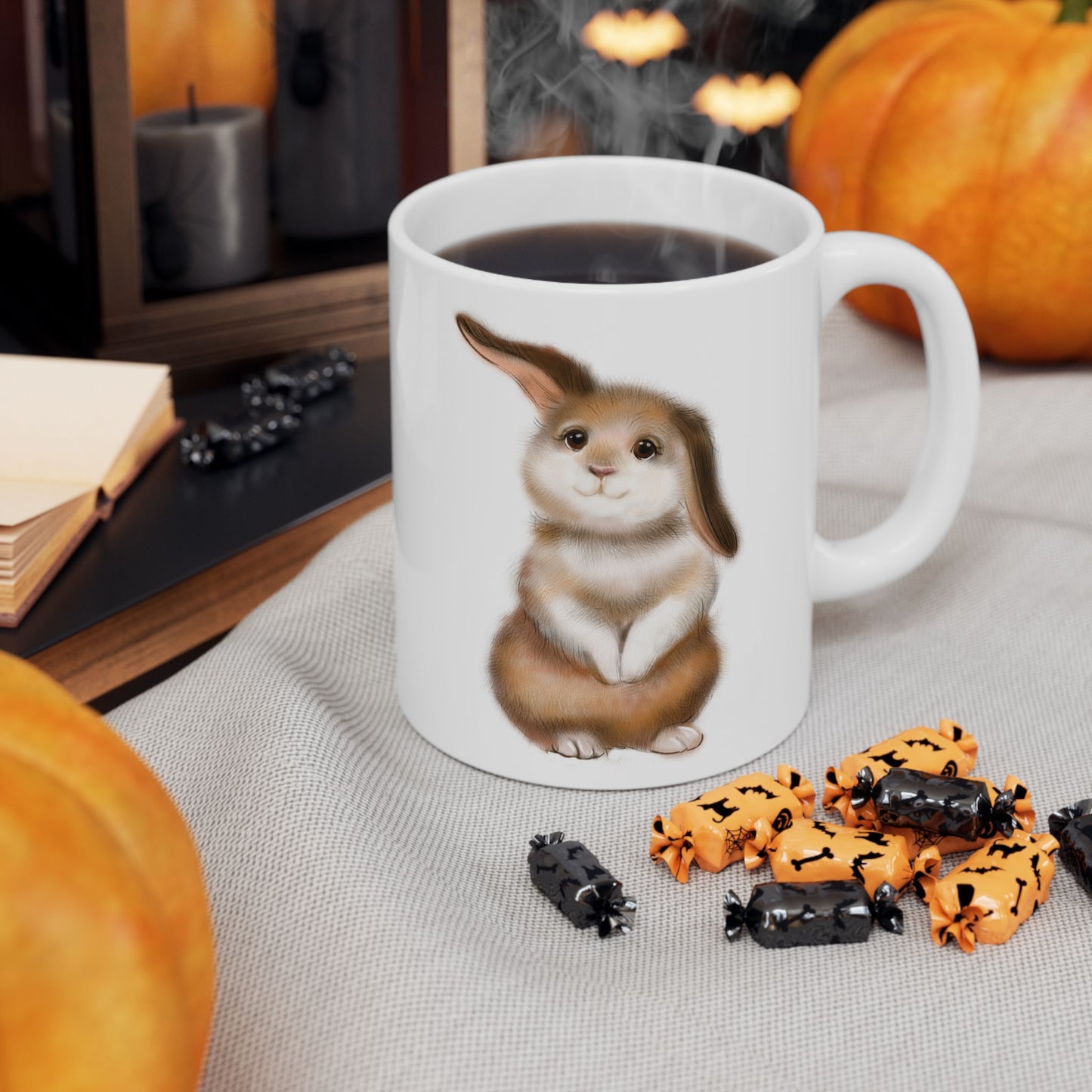 "I'm just here for the chocolate" - Cute Bunny Ceramic Mug - Perfect for Animal Lovers & Coffee Enthusiasts