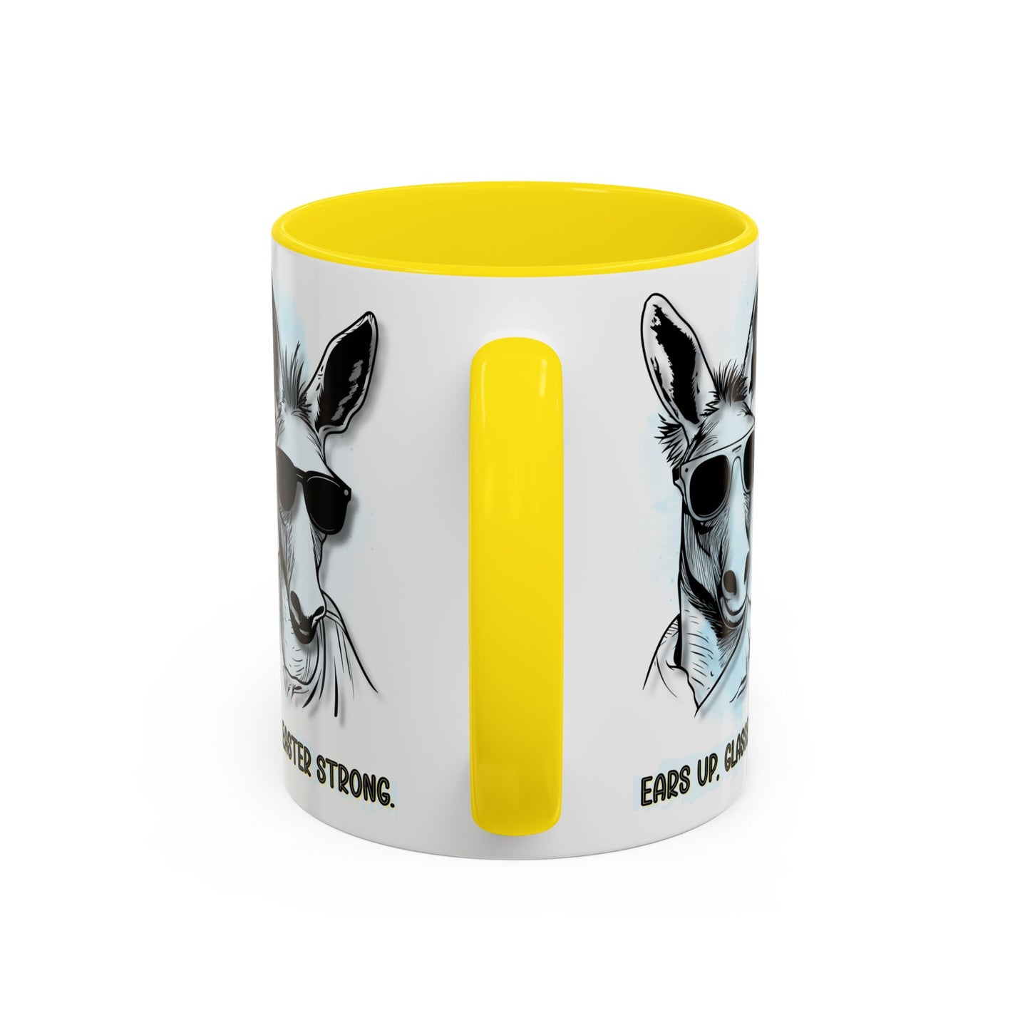 🐰✨ “Ears Up, Glasses On, Easter Strong” Accent Coffee Mug (11, 15oz)