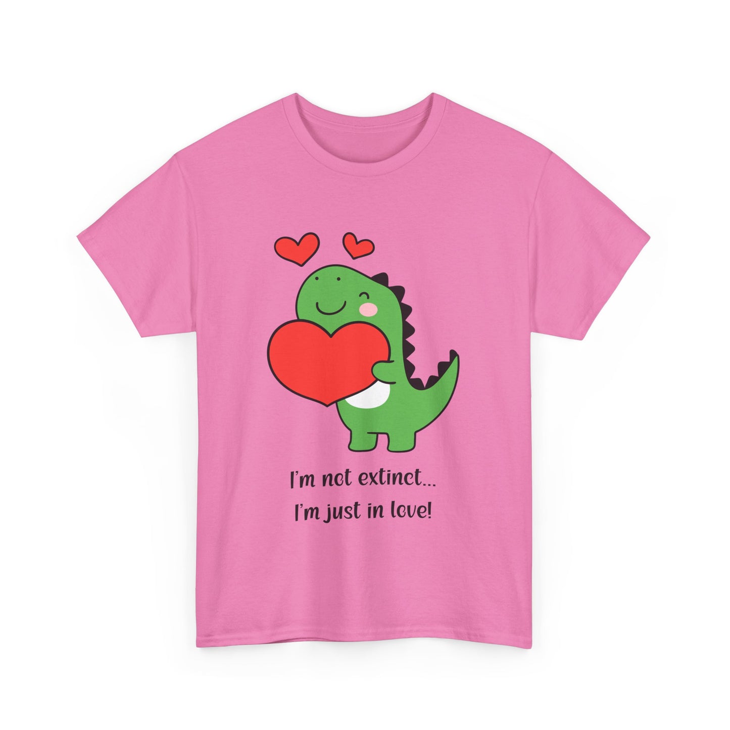 Dinosaur Love Unisex Heavy Cotton Tee - Cute Graphic Tee for Valentine's Day