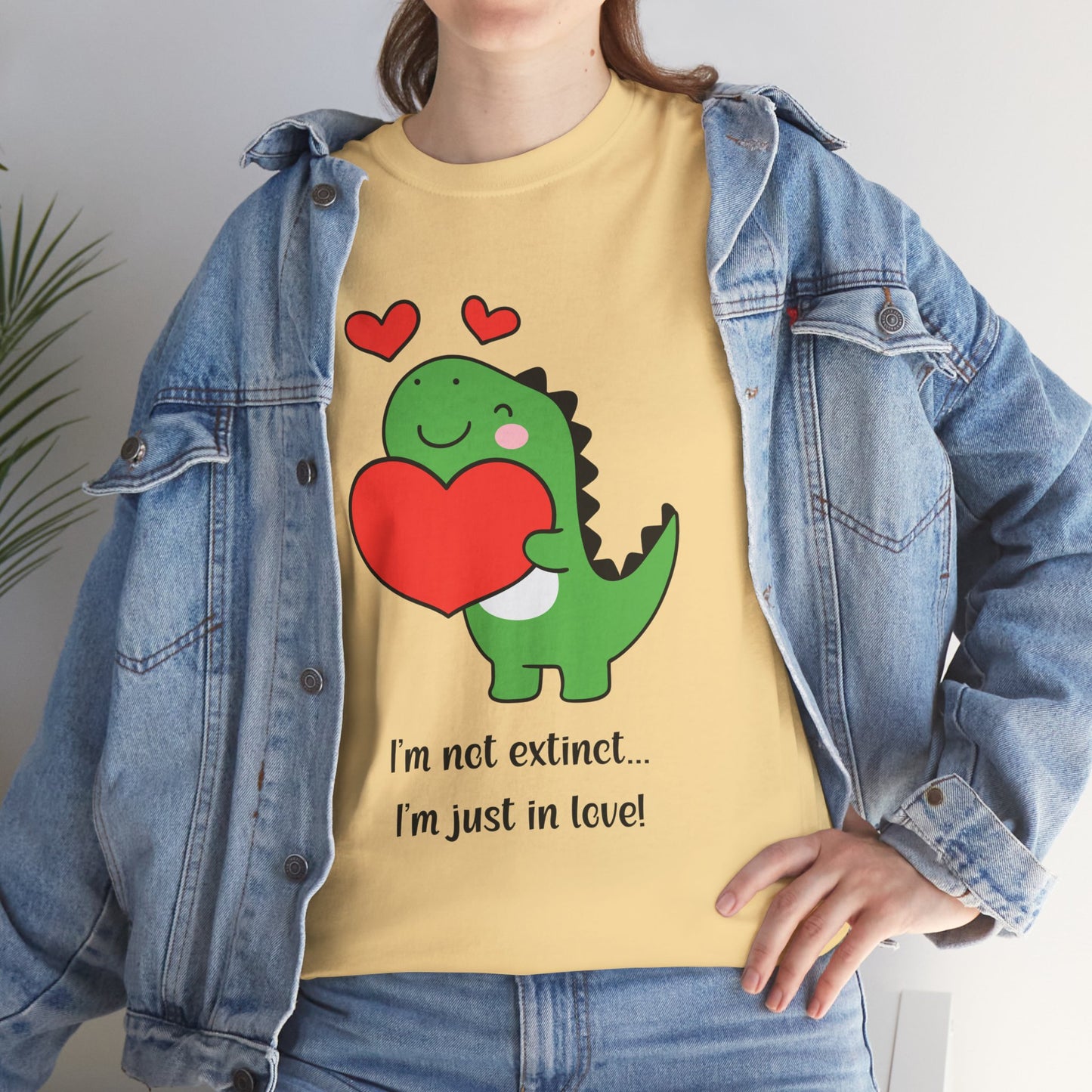 Dinosaur Love Unisex Heavy Cotton Tee - Cute Graphic Tee for Valentine's Day