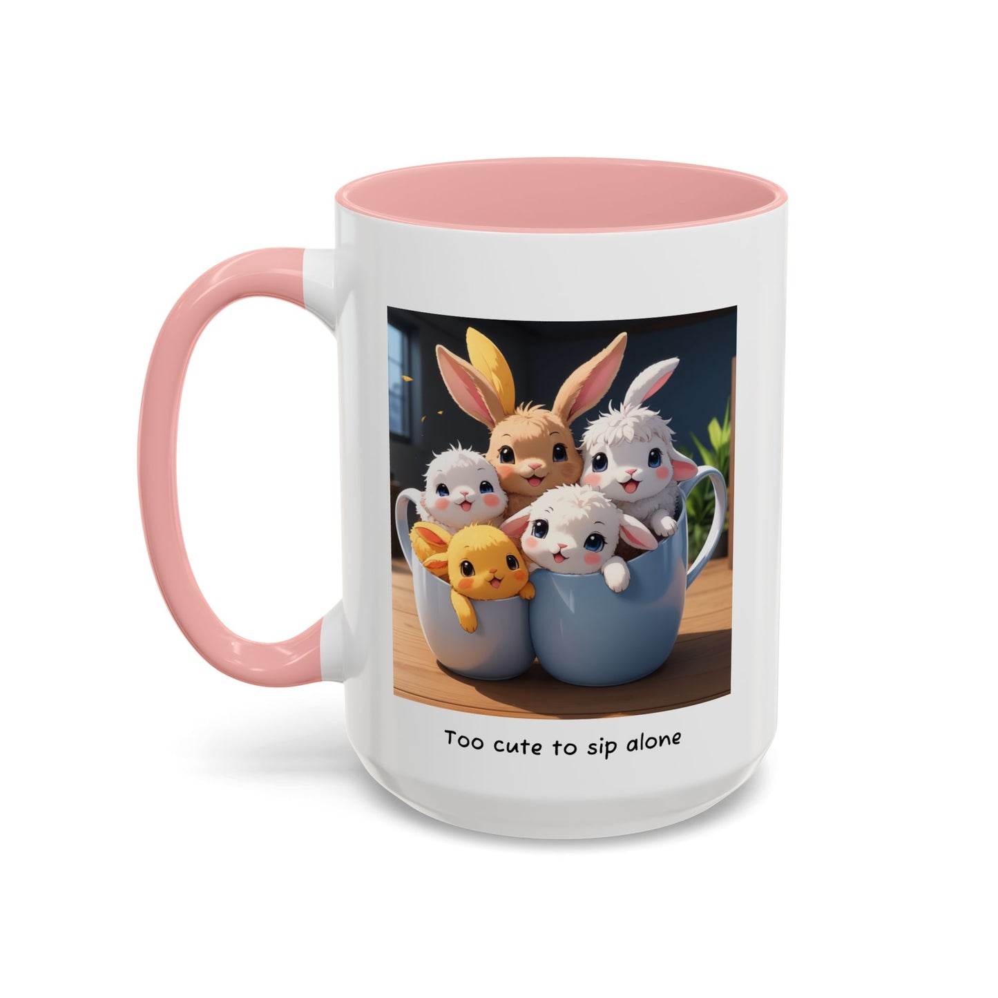 Some Bunnies in a Cup – Cute Anime Mug (Accent Colors) - Accent Coffee Mug (11, 15oz)