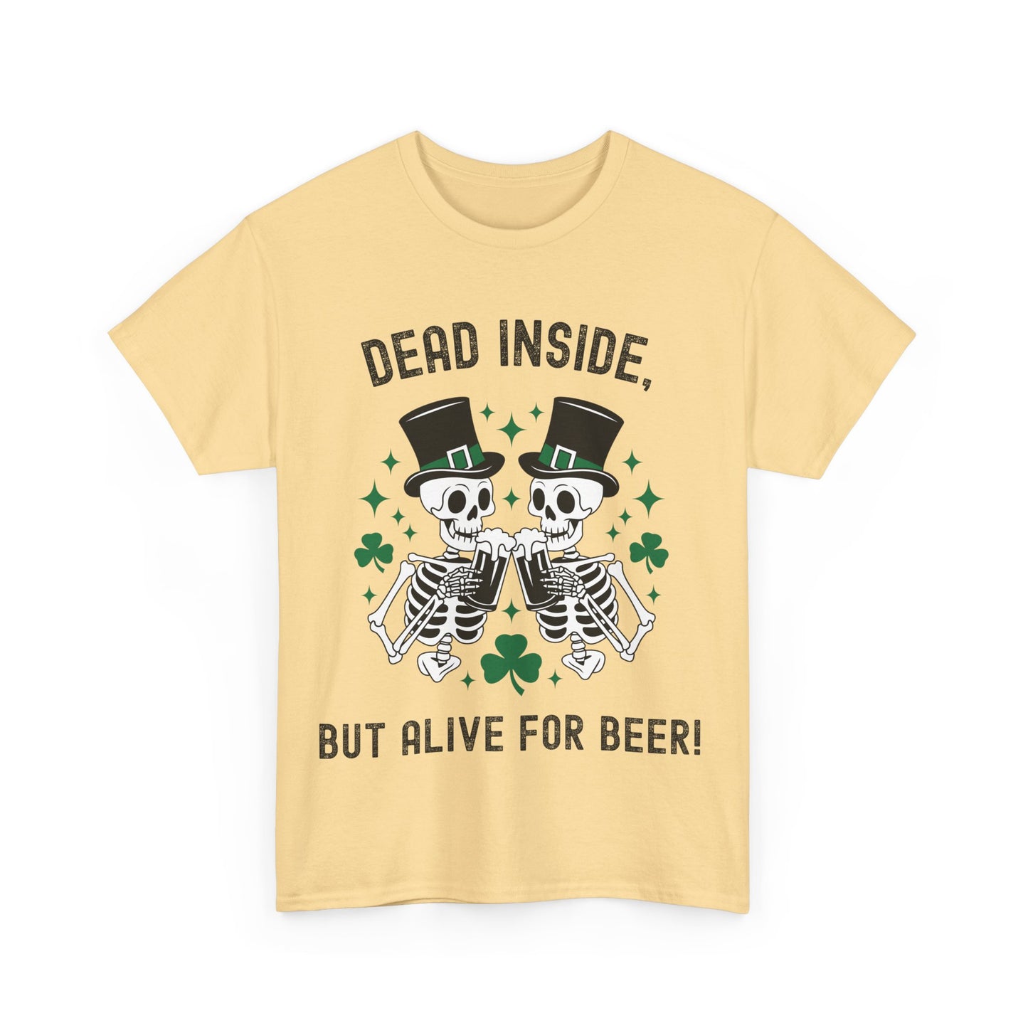 Dead Inside, But Alive For Beer! Skeleton Beer Unisex Heavy Cotton Tee