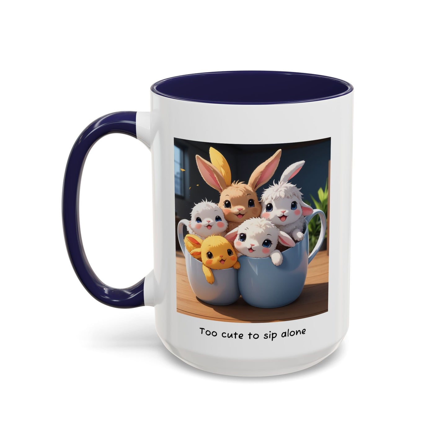 Some Bunnies in a Cup – Cute Anime Mug (Accent Colors) - Accent Coffee Mug (11, 15oz)