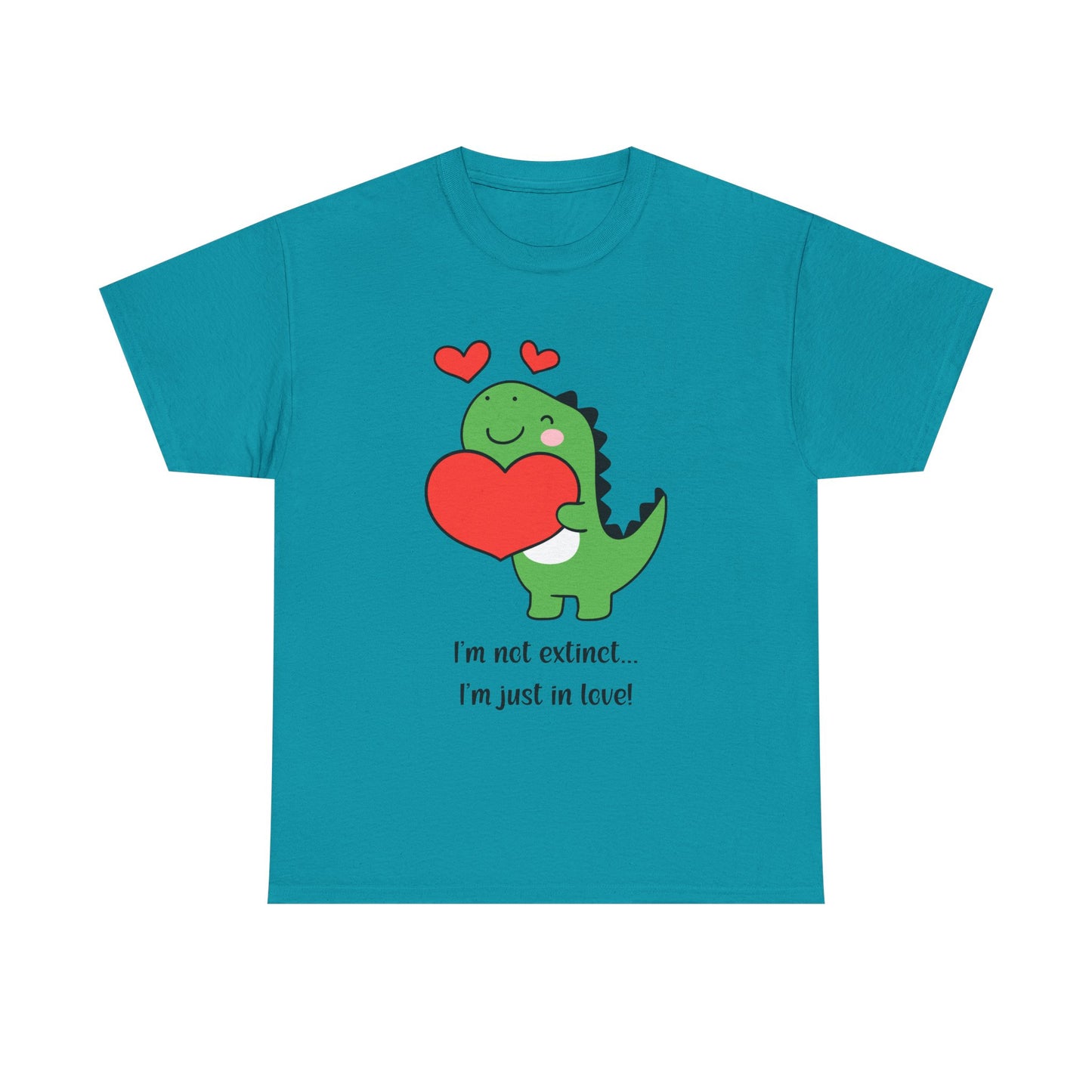 Dinosaur Love Unisex Heavy Cotton Tee - Cute Graphic Tee for Valentine's Day