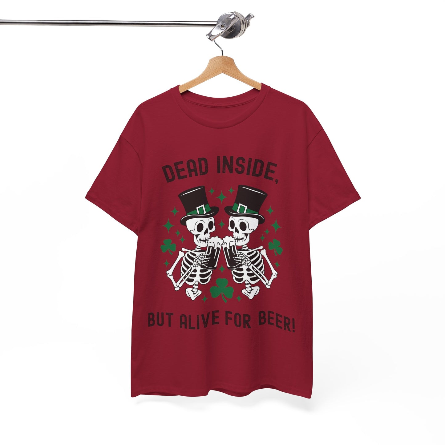 Dead Inside, But Alive For Beer! Skeleton Beer Unisex Heavy Cotton Tee