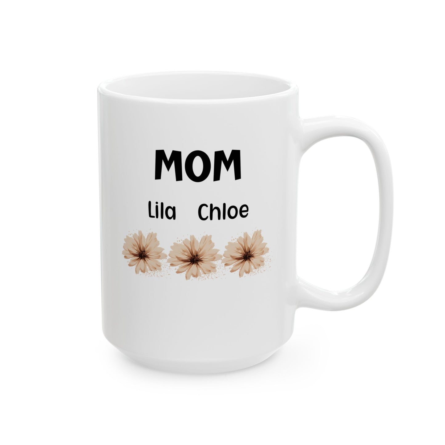 Personalized Floral Ceramic Mug with Kids' Names – The Perfect Gift for Mom