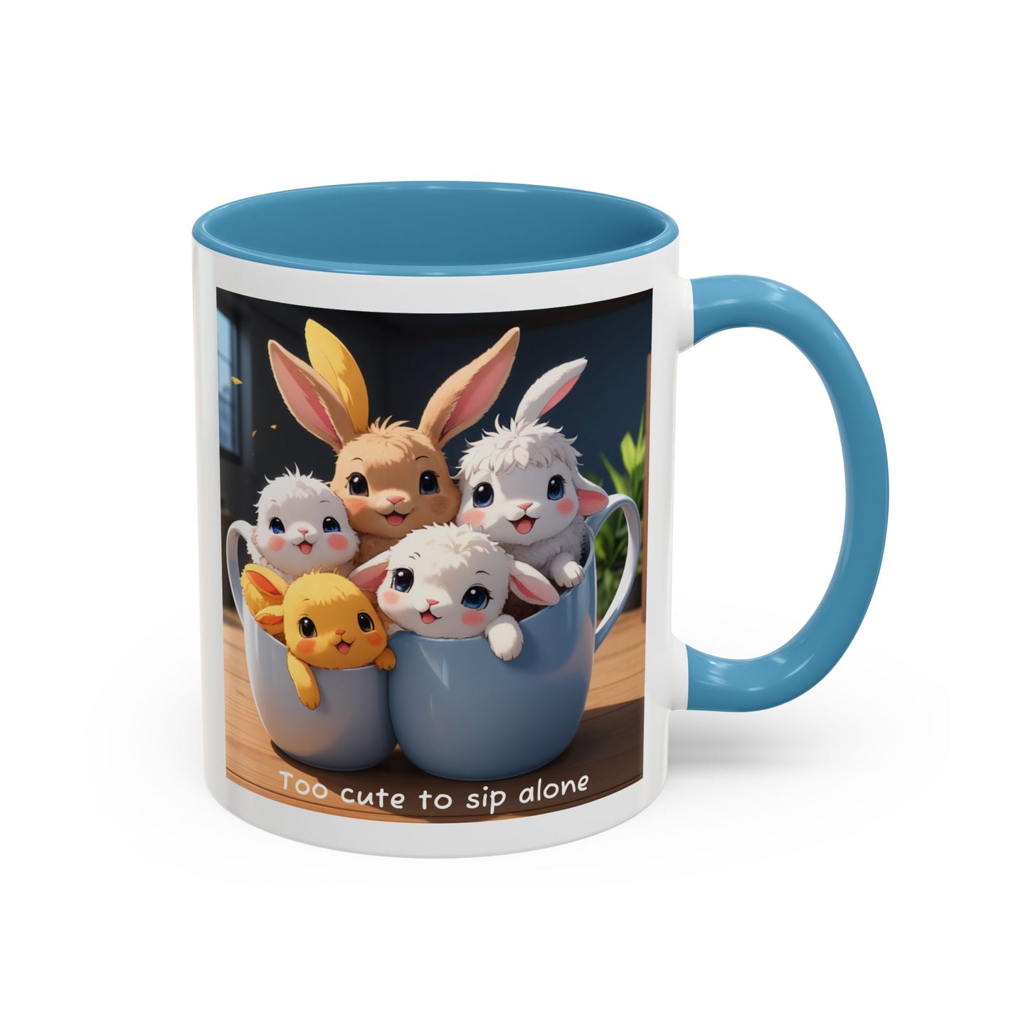 Some Bunnies in a Cup – Cute Anime Mug (Accent Colors) - Accent Coffee Mug (11, 15oz)