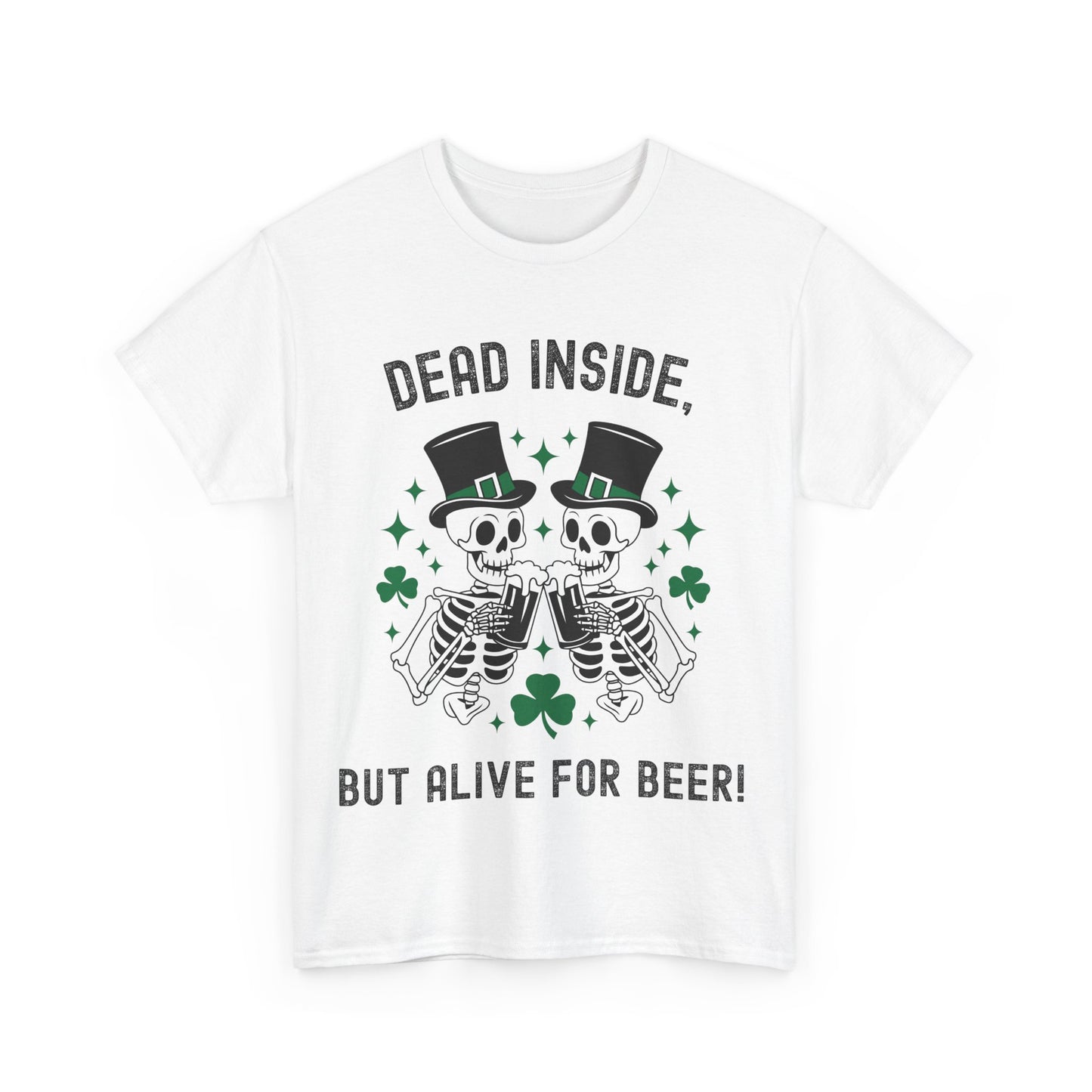 Dead Inside, But Alive For Beer! Skeleton Beer Unisex Heavy Cotton Tee