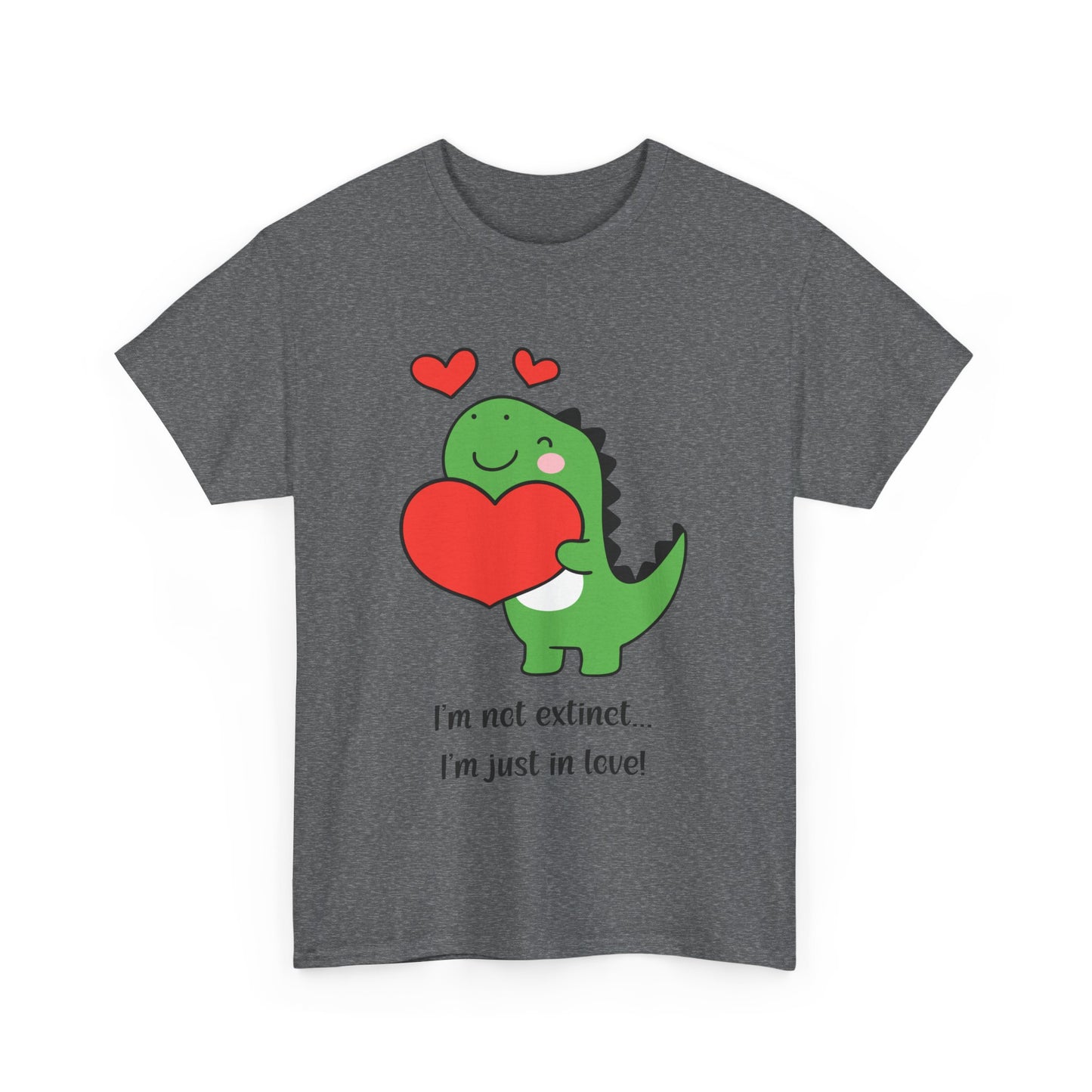 Dinosaur Love Unisex Heavy Cotton Tee - Cute Graphic Tee for Valentine's Day