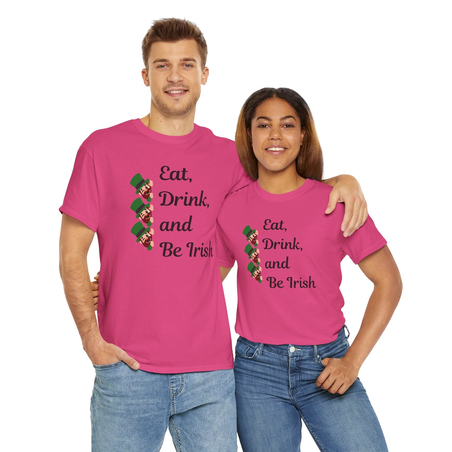 Eat, Drink, and Be Irish" Unisex Heavy Cotton Tee – Festive St. Patrick's Day Shirt