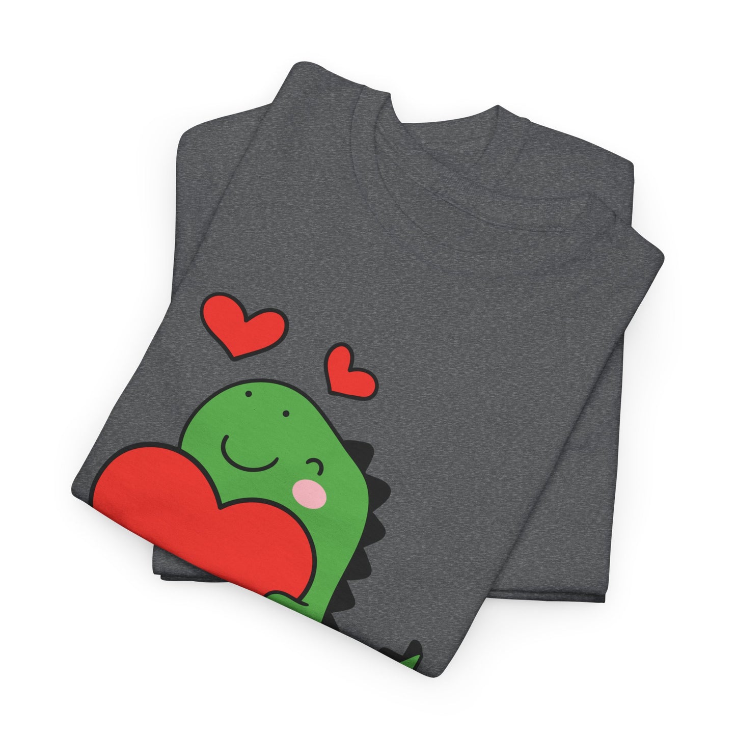 Dinosaur Love Unisex Heavy Cotton Tee - Cute Graphic Tee for Valentine's Day