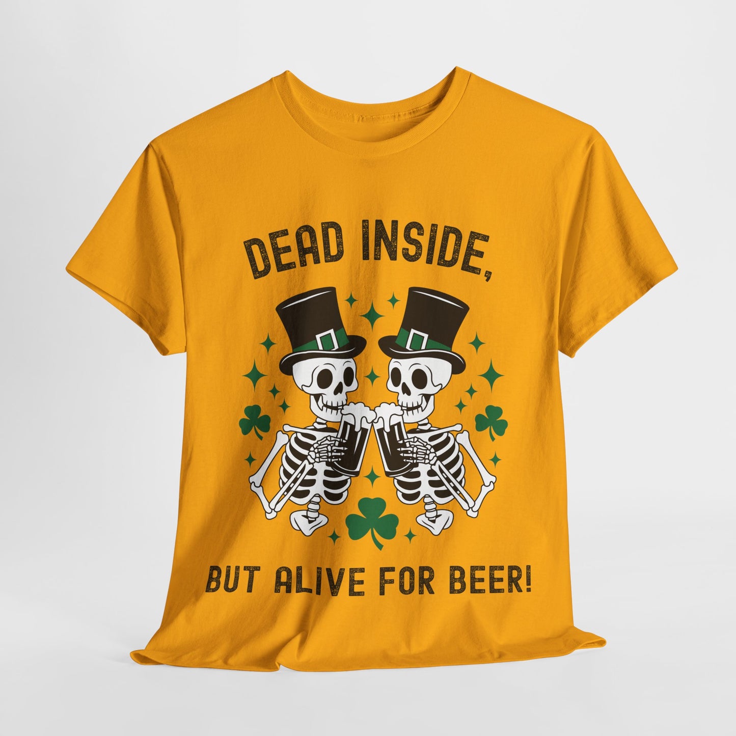 Dead Inside, But Alive For Beer! Skeleton Beer Unisex Heavy Cotton Tee