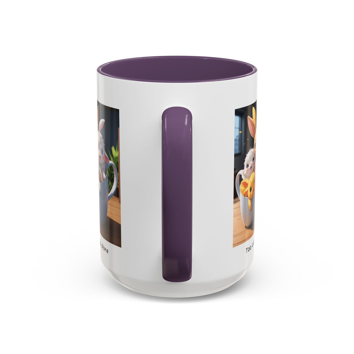 Some Bunnies in a Cup – Cute Anime Mug (Accent Colors) - Accent Coffee Mug (11, 15oz)