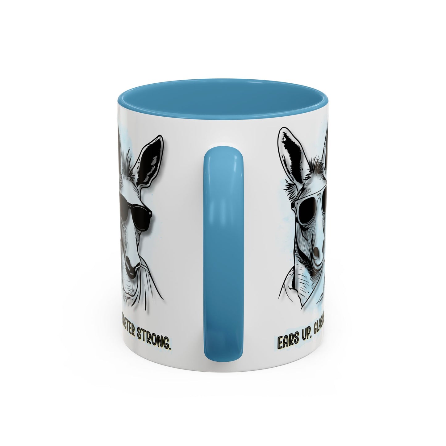🐰✨ “Ears Up, Glasses On, Easter Strong” Accent Coffee Mug (11, 15oz)