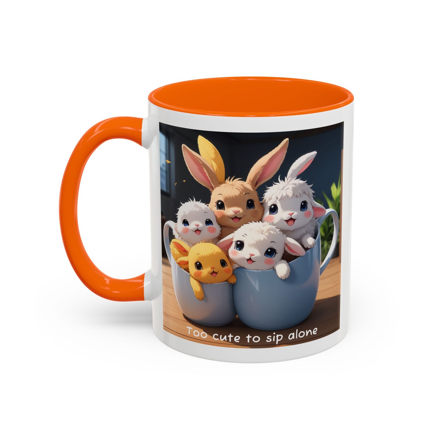 Some Bunnies in a Cup – Cute Anime Mug (Accent Colors) - Accent Coffee Mug (11, 15oz)