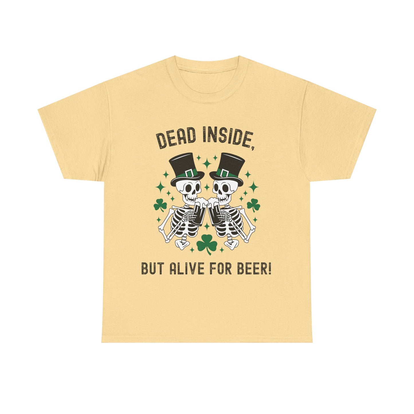 Dead Inside, But Alive For Beer! Skeleton Beer Unisex Heavy Cotton Tee