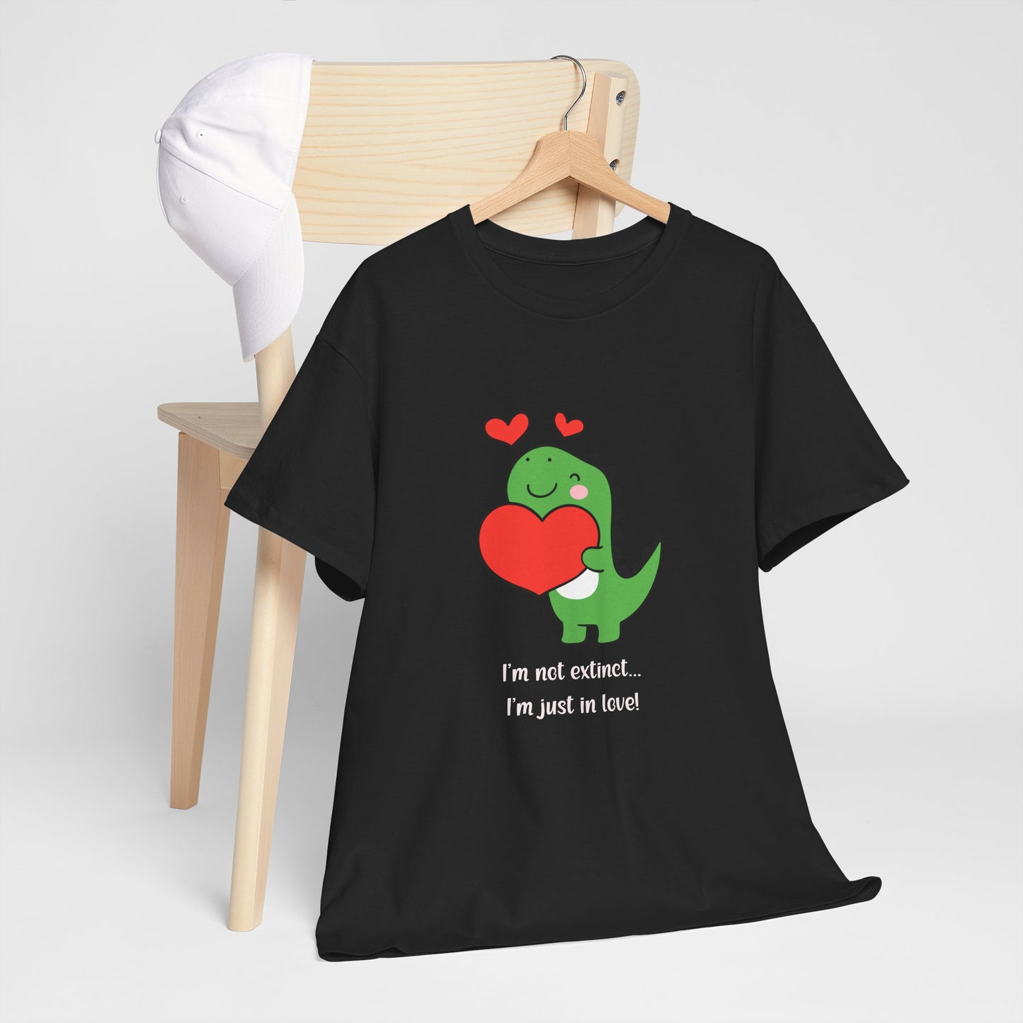 Dinosaur Love Unisex Heavy Cotton Tee - Cute Graphic Tee for Valentine's Day