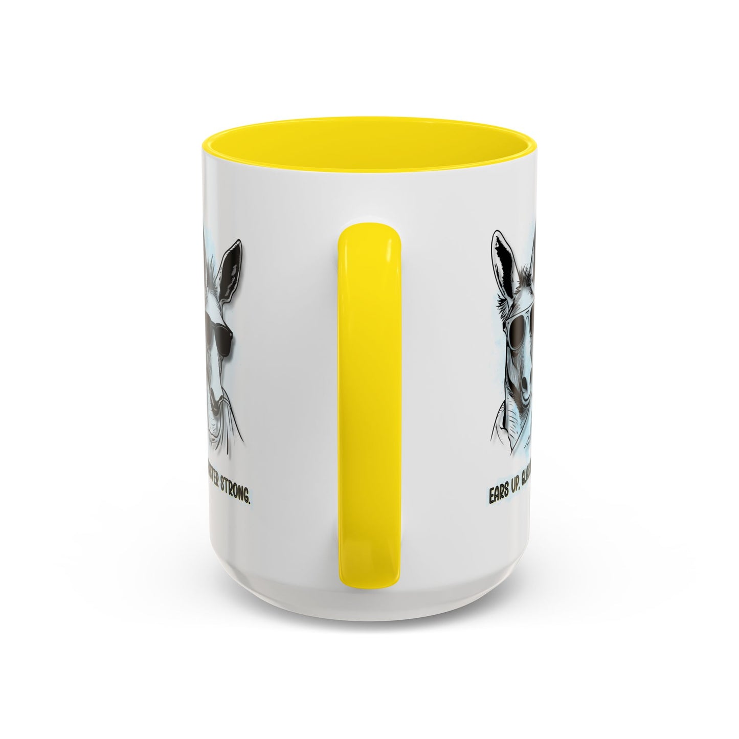 🐰✨ “Ears Up, Glasses On, Easter Strong” Accent Coffee Mug (11, 15oz)