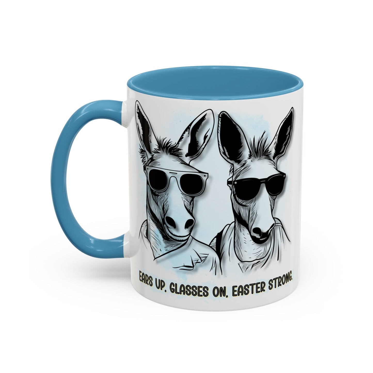 🐰✨ “Ears Up, Glasses On, Easter Strong” Accent Coffee Mug (11, 15oz)