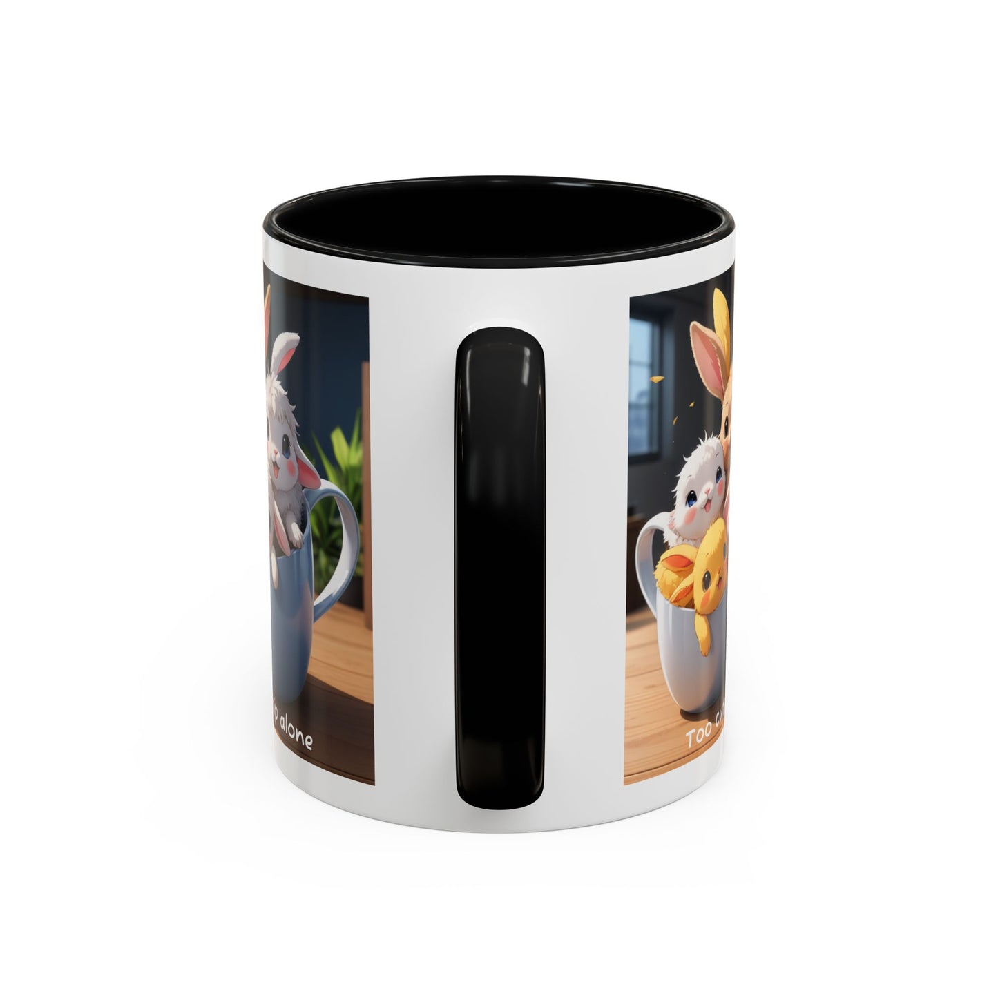 Some Bunnies in a Cup – Cute Anime Mug (Accent Colors) - Accent Coffee Mug (11, 15oz)