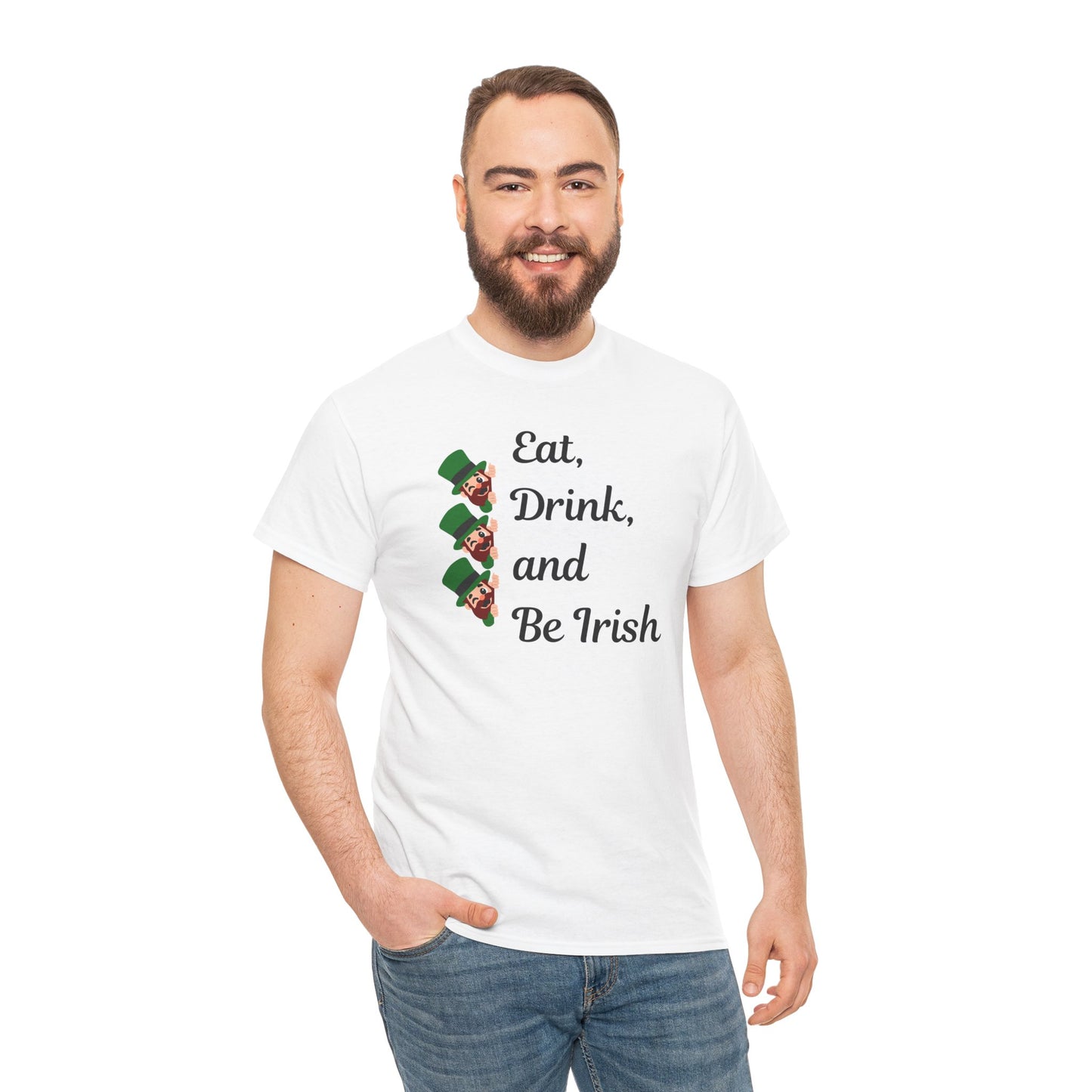 Eat, Drink, and Be Irish" Unisex Heavy Cotton Tee – Festive St. Patrick's Day Shirt