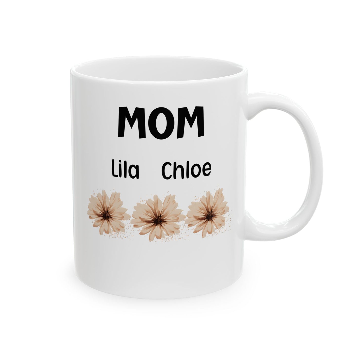 Personalized Floral Ceramic Mug with Kids' Names – The Perfect Gift for Mom