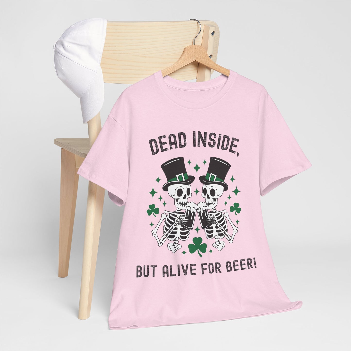 Dead Inside, But Alive For Beer! Skeleton Beer Unisex Heavy Cotton Tee