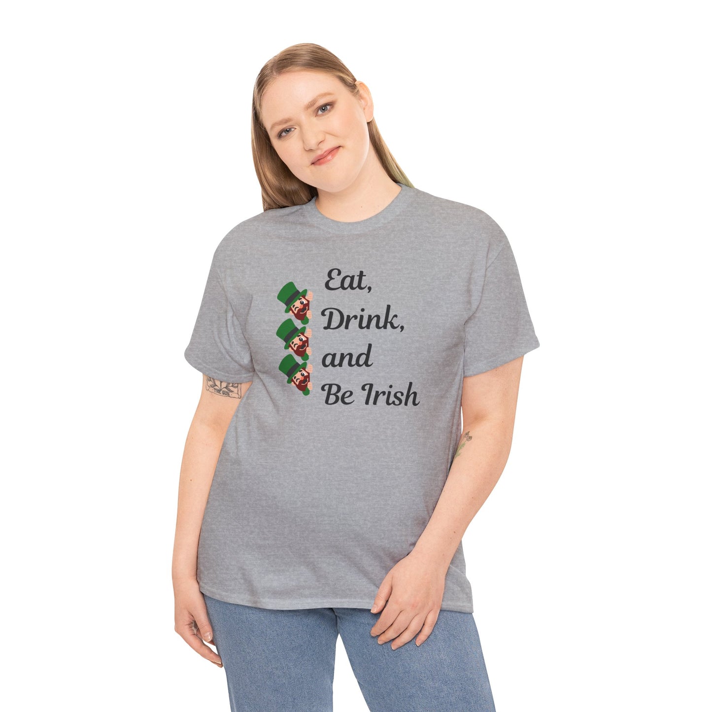 Eat, Drink, and Be Irish" Unisex Heavy Cotton Tee – Festive St. Patrick's Day Shirt