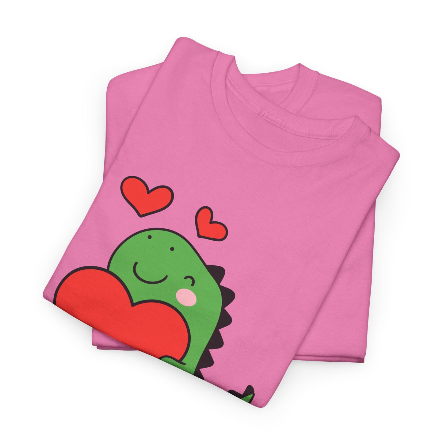 Dinosaur Love Unisex Heavy Cotton Tee - Cute Graphic Tee for Valentine's Day