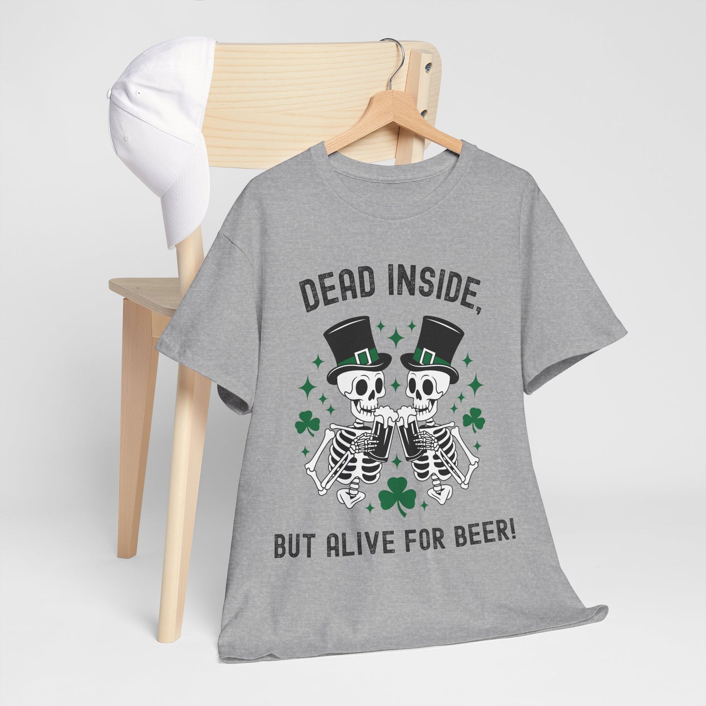 Dead Inside, But Alive For Beer! Skeleton Beer Unisex Heavy Cotton Tee