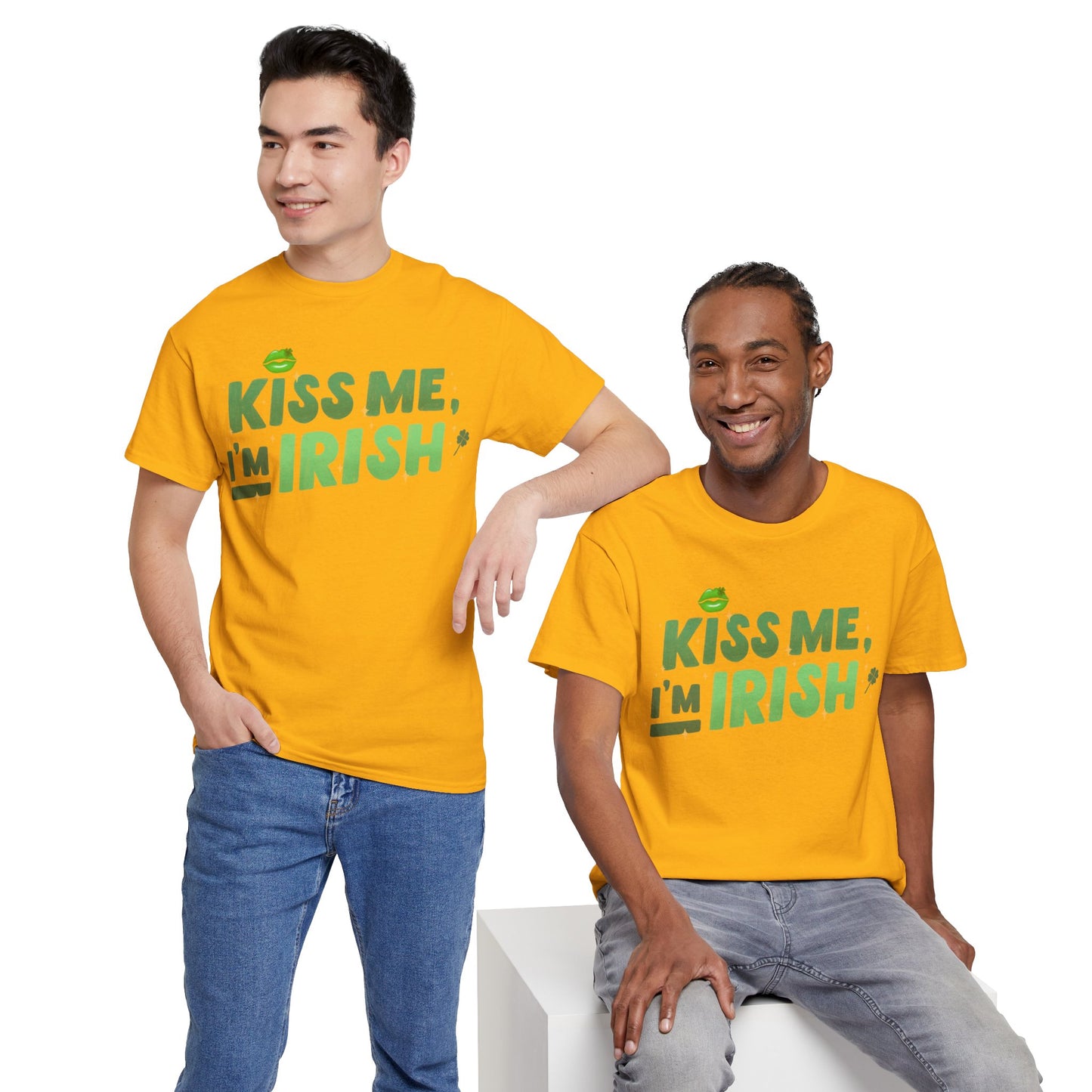 Kiss Me I'm Irish - Unisex Heavy Cotton Tee - Perfect for St. Patrick's Day Celebrations