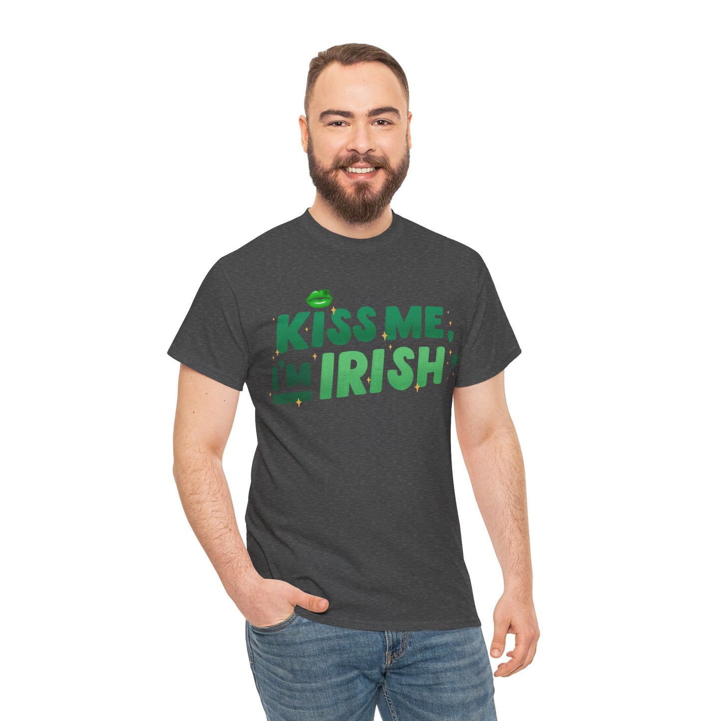 Kiss Me I'm Irish - Unisex Heavy Cotton Tee - Perfect for St. Patrick's Day Celebrations