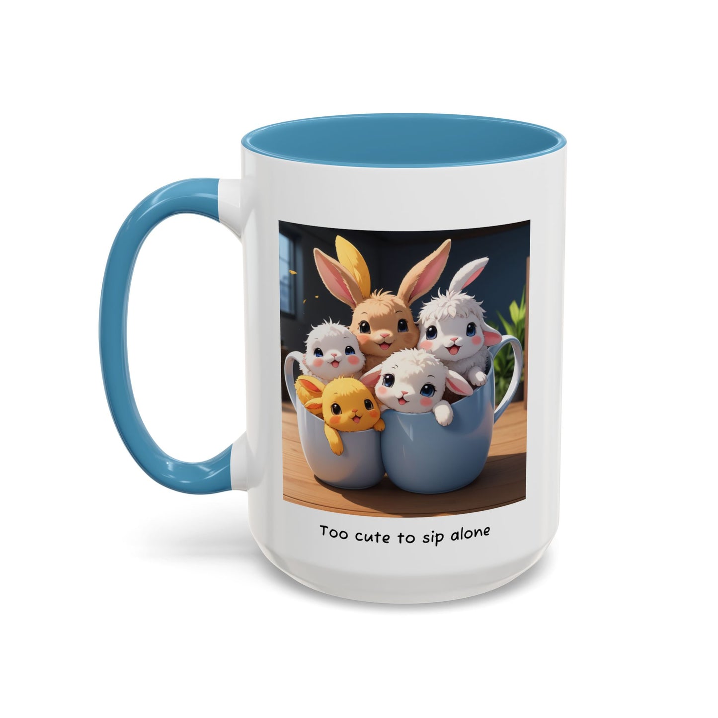 Some Bunnies in a Cup – Cute Anime Mug (Accent Colors) - Accent Coffee Mug (11, 15oz)