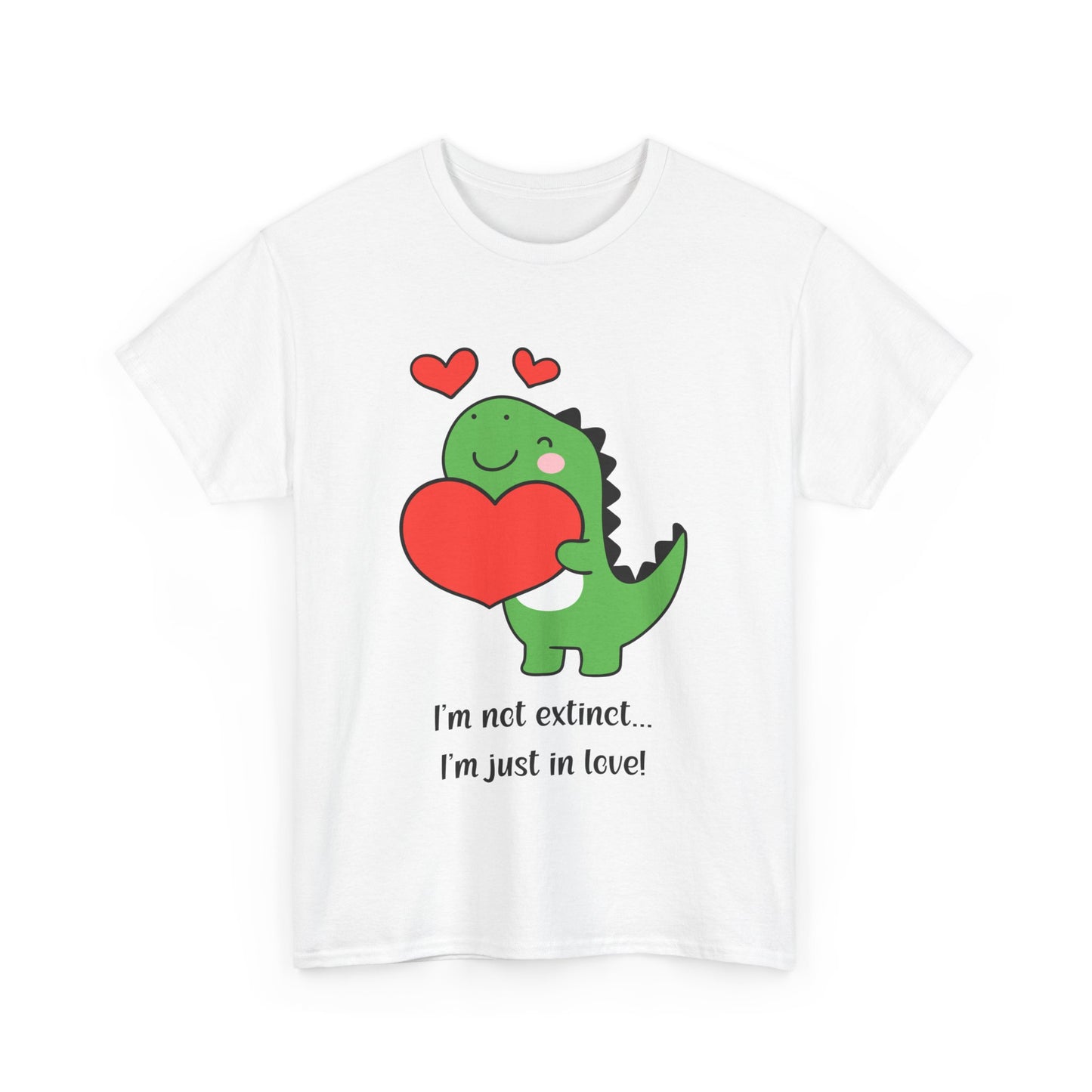 Dinosaur Love Unisex Heavy Cotton Tee - Cute Graphic Tee for Valentine's Day