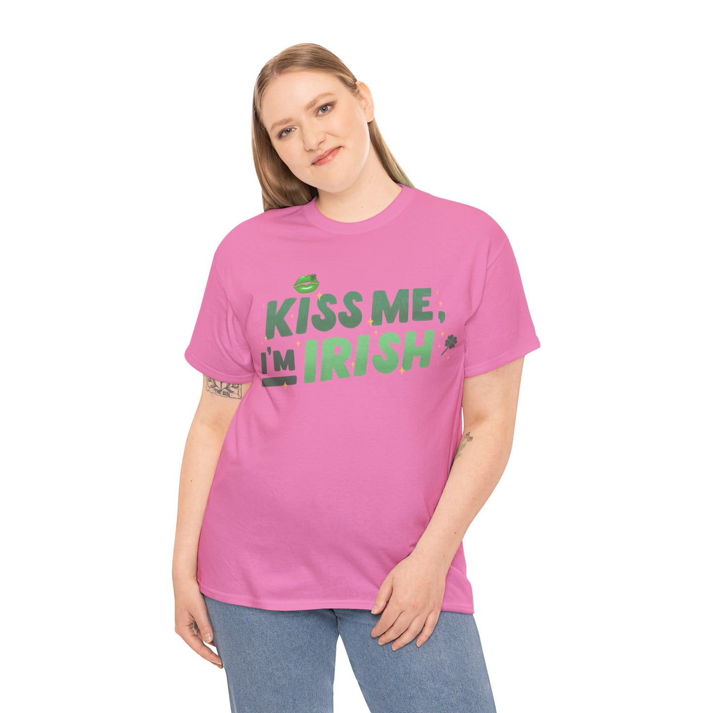 Kiss Me I'm Irish - Unisex Heavy Cotton Tee - Perfect for St. Patrick's Day Celebrations