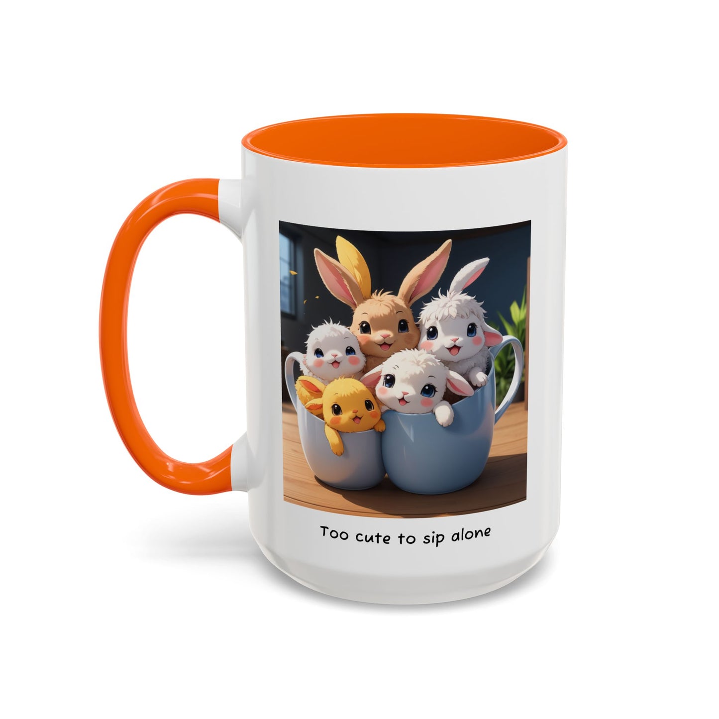 Some Bunnies in a Cup – Cute Anime Mug (Accent Colors) - Accent Coffee Mug (11, 15oz)