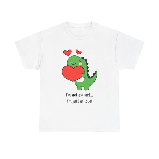 Dinosaur Love Unisex Heavy Cotton Tee - Cute Graphic Tee for Valentine's Day