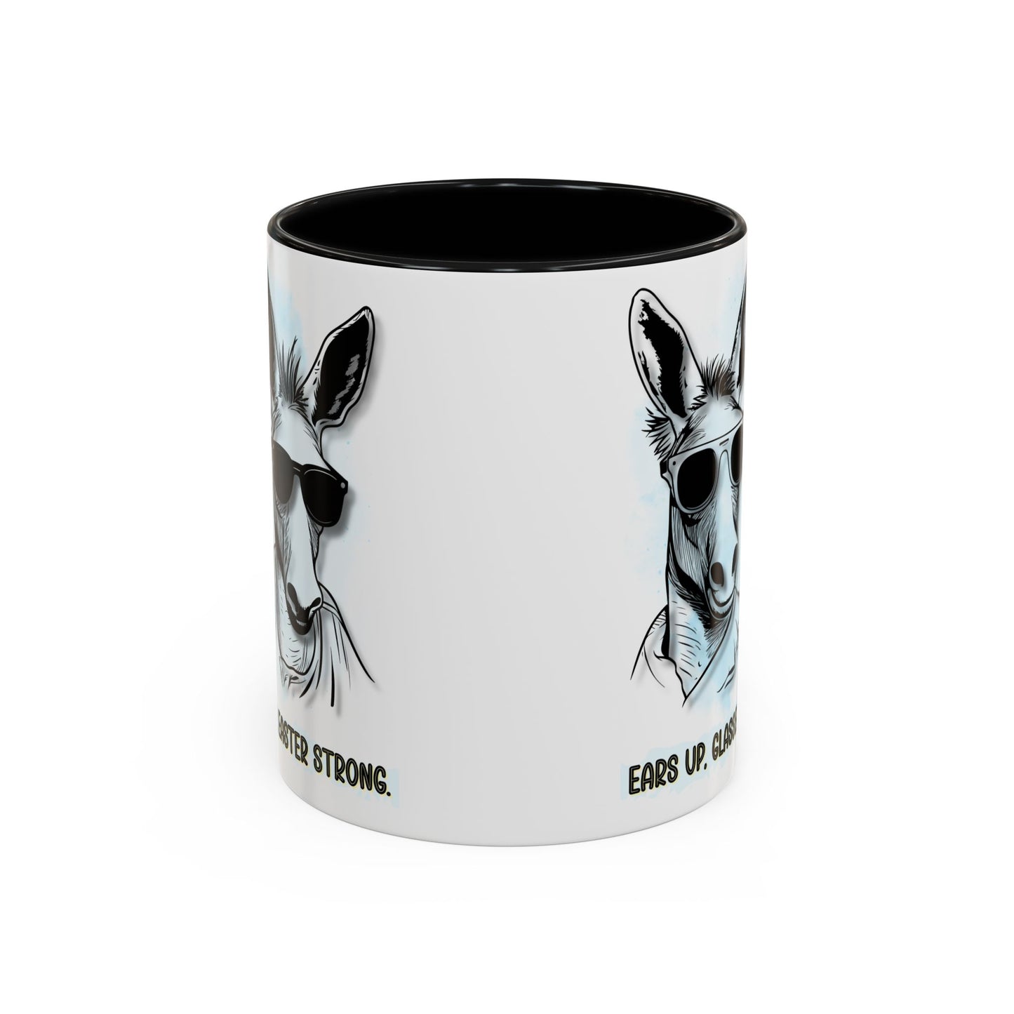 🐰✨ “Ears Up, Glasses On, Easter Strong” Accent Coffee Mug (11, 15oz)