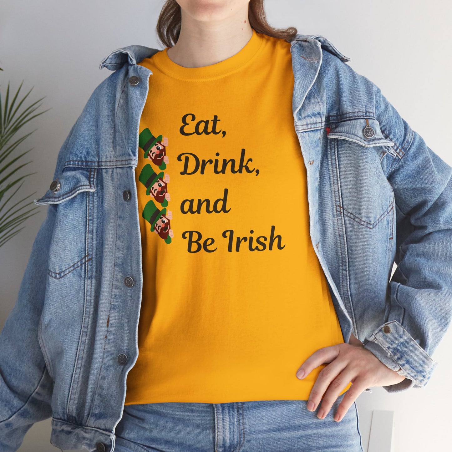 Eat, Drink, and Be Irish" Unisex Heavy Cotton Tee – Festive St. Patrick's Day Shirt