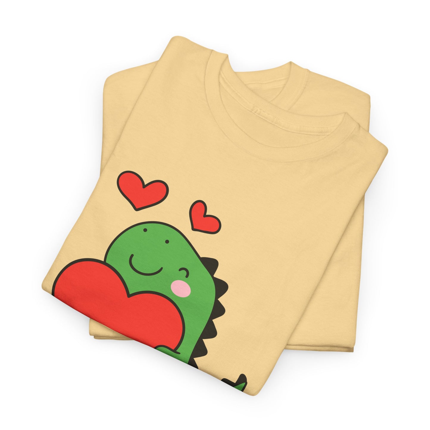 Dinosaur Love Unisex Heavy Cotton Tee - Cute Graphic Tee for Valentine's Day