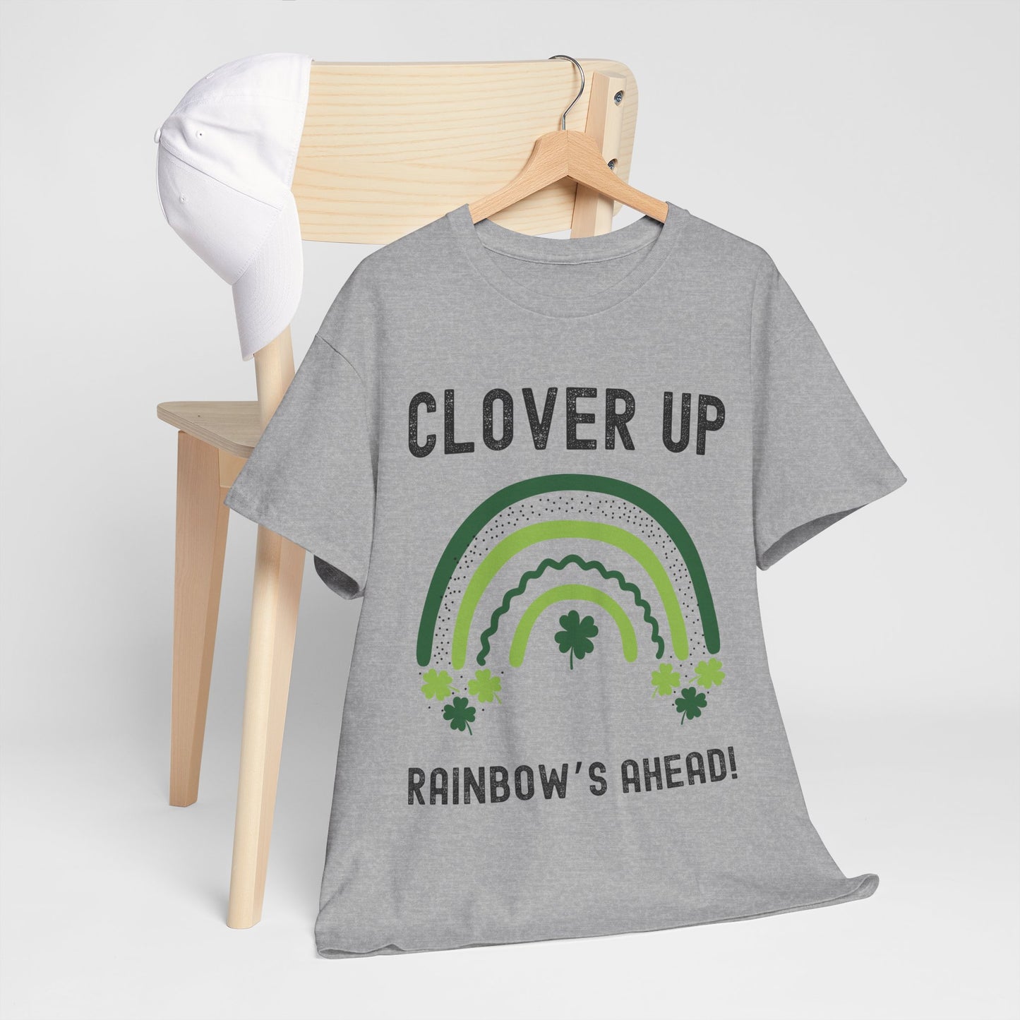 Clover Up, Rainbow's Ahead - Unisex Heavy Cotton Tee - St. Patrick's Day Shirt