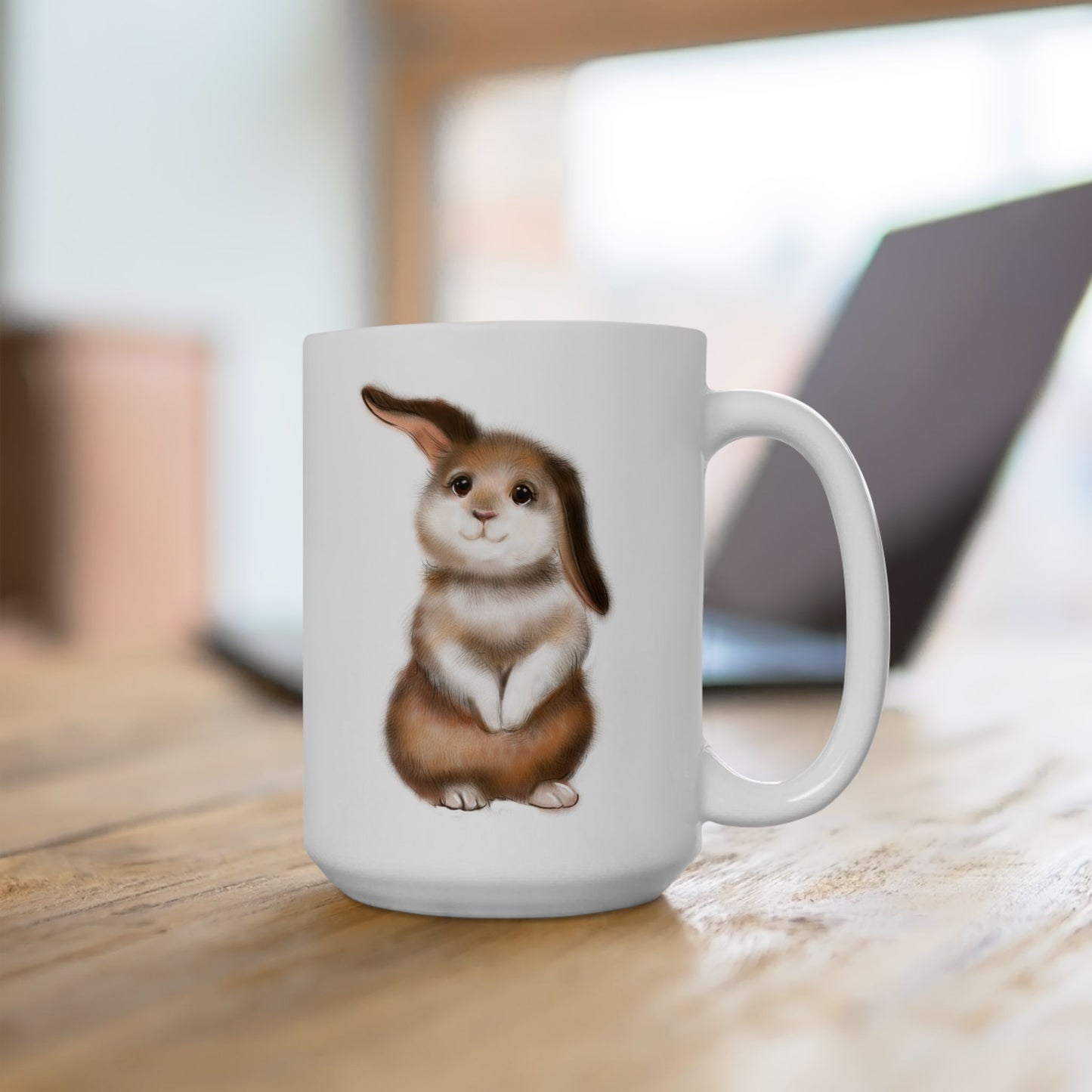 "I'm just here for the chocolate" - Cute Bunny Ceramic Mug - Perfect for Animal Lovers & Coffee Enthusiasts